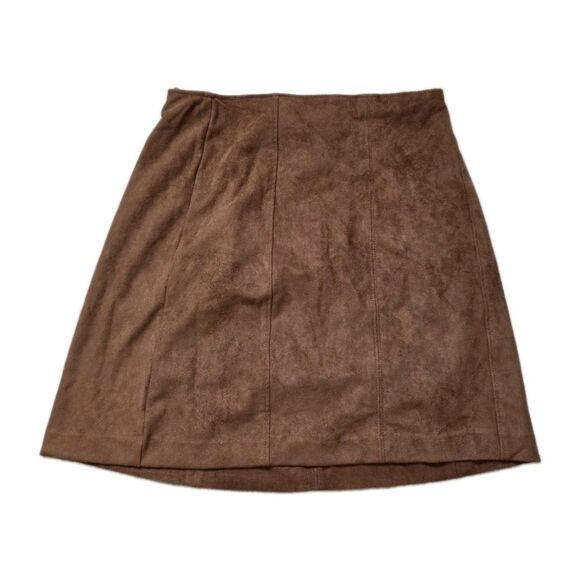 Abercrombie & Fitch Dresses & Skirts - Abercrombie & Fitch Vegan Suede Mini Skirt Brown A Line Zip Back Womens S EUC
